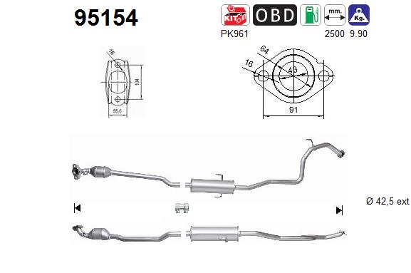 Picture of AS - 95154 - Catalytic Converter (Exhaust System)
