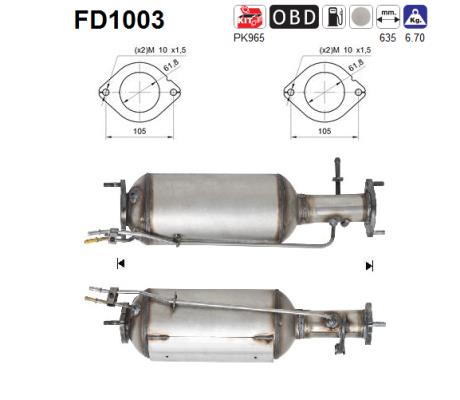 Picture of AS - FD1003 - Soot/Particulate Filter, exhaust system (Exhaust System)