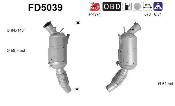 Picture of AS - FD5039 - Soot/Particulate Filter, exhaust system (Exhaust System)