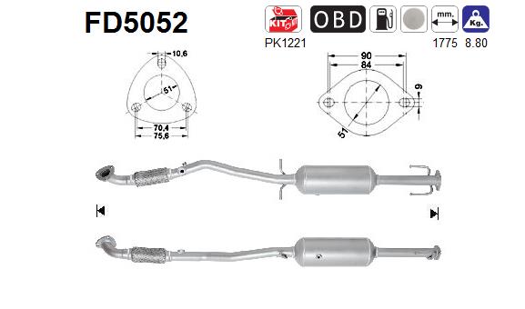 Picture of AS - FD5052 - Soot/Particulate Filter, exhaust system (Exhaust System)