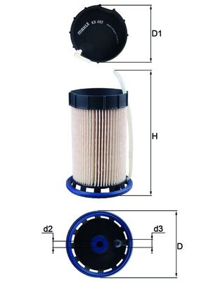 MAHLE filter nafte VW KX 492 GOLF VII 1.6 TDI 12->