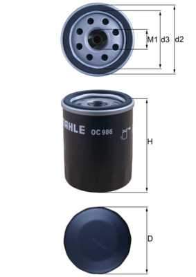 Image de Filtre à huile - MAHLE - OC 986