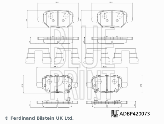 Picture of BLUE PRINT - ADBP420073 - Brake Pad Set, disc brake (Braking System)