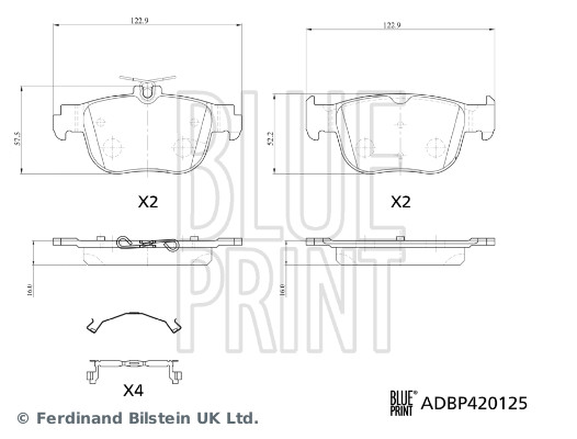 Picture of Brake Pad Set -  disc brake - BLUE PRINT - ADBP420125