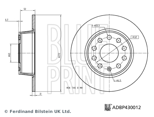 Picture of BLUE PRINT - ADBP430012 - Brake Disc (Brake System)