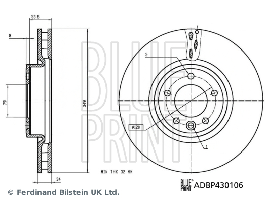 Picture of BLUE PRINT - ADBP430106 - Brake Disc (Braking System)