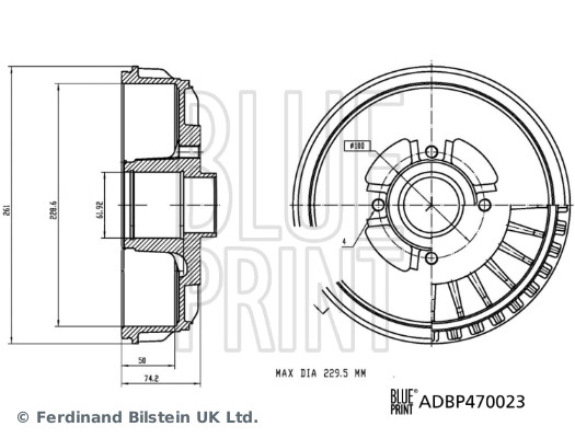 Picture of BLUE PRINT - ADBP470023 - Brake Drum (Braking System)