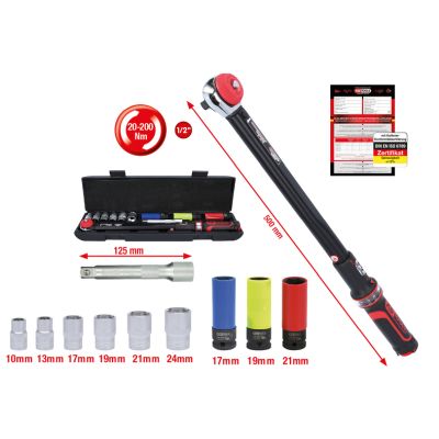 KS TOOLS 1/2" ergotorque set preciznih moment ključeva, 20-200 nm, 11-dijelni 516.2400