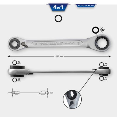 KS TOOLS - BT013901 - Dvostrani okasti ključ sa čegrtaljkom (Alat, univerzalni)