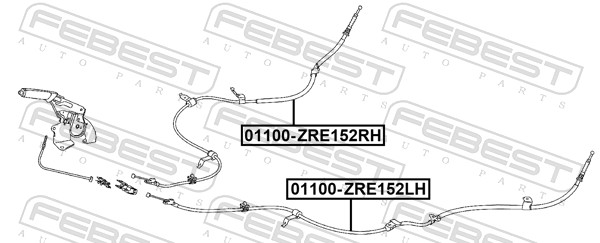 Picture of Cable Pull -  parking brake - FEBEST - 01100-ZRE152LH