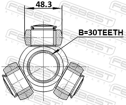 Picture of FEBEST - 0116-GRJ120 - Tripod Hub, drive shaft (Final Drive)