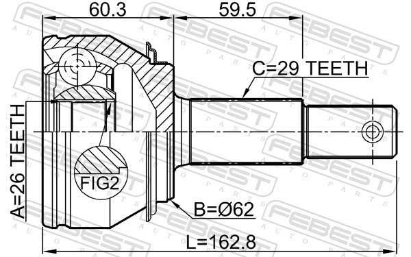 Picture of FEBEST - 0210-T32R - Joint Kit, drive shaft (Final Drive)