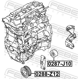Picture of FEBEST - 0287-J10 - Tensioner Pulley, v-ribbed belt (Belt Drive)