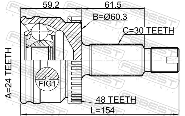 Picture of Joint Kit -  drive shaft - FEBEST - 1210-D7A2WA48