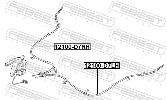 Picture of Cable Pull -  parking brake - FEBEST - 12100-D7LH