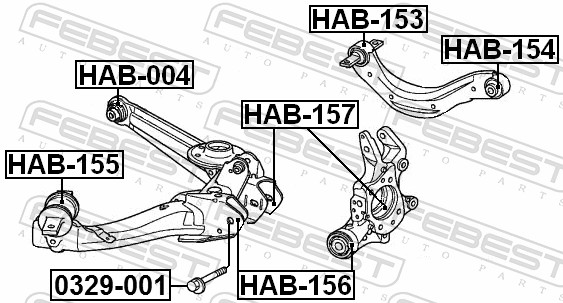 Picture of FEBEST - HAB-154 - Control Arm-/Trailing Arm Bush (Wheel Suspension)
