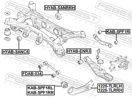 Picture of FEBEST - KAB-SPF1R - Mounting, control/trailing arm (Wheel Suspension)