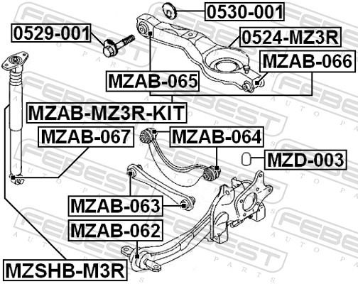 Picture of FEBEST - MZAB-065 - Control Arm-/Trailing Arm Bush (Wheel Suspension)