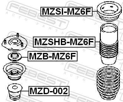 Picture of FEBEST - MZB-MZ6F - Anti-Friction Bearing, suspension strut support mounting (Wheel Suspension)